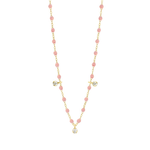 Gigi Clozeau - Collier blush Gigi Suprême, or jaune, 3 diamants, 45 cm
