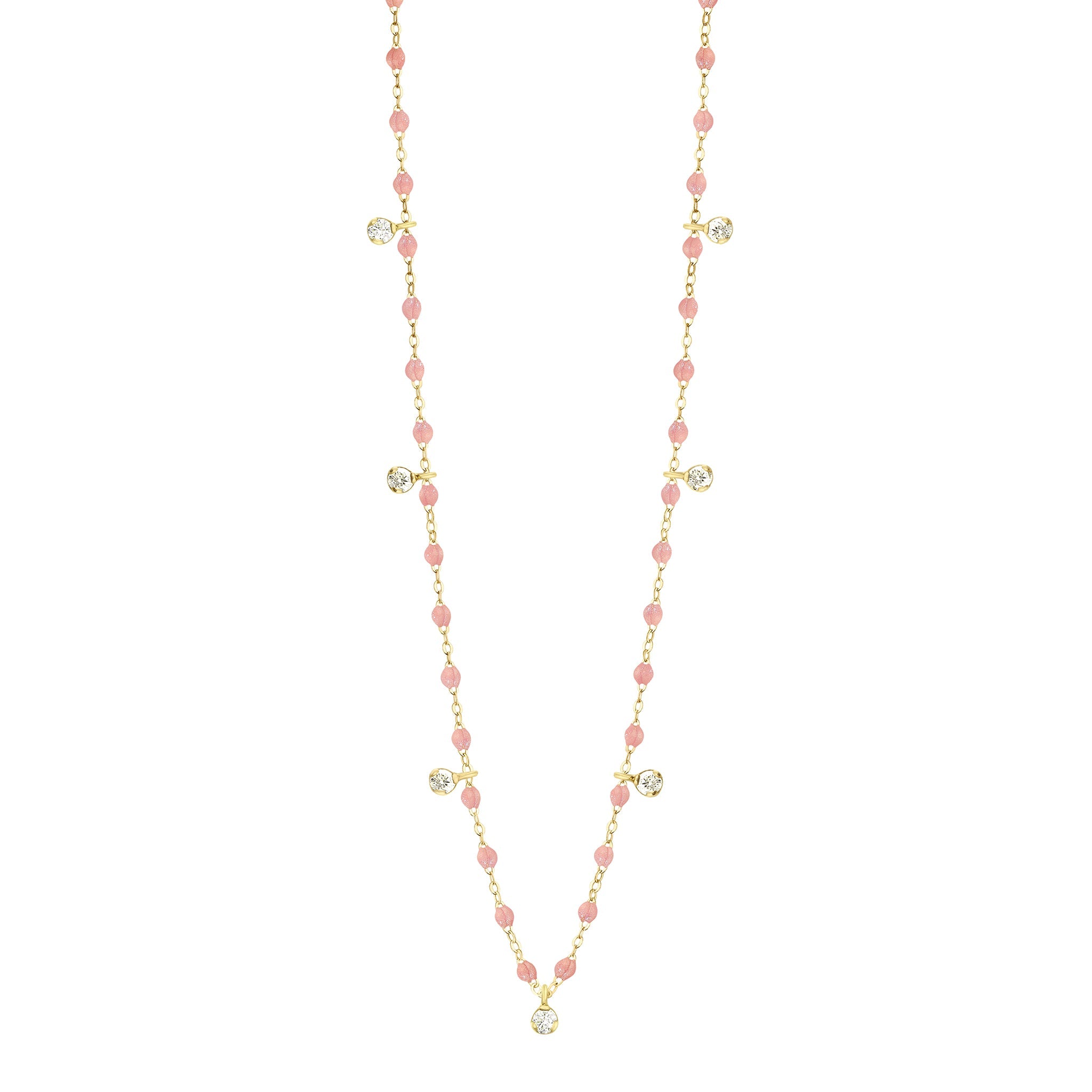 Gigi Clozeau - Collier blush Gigi Suprême, or jaune, 7 diamants, 50 cm