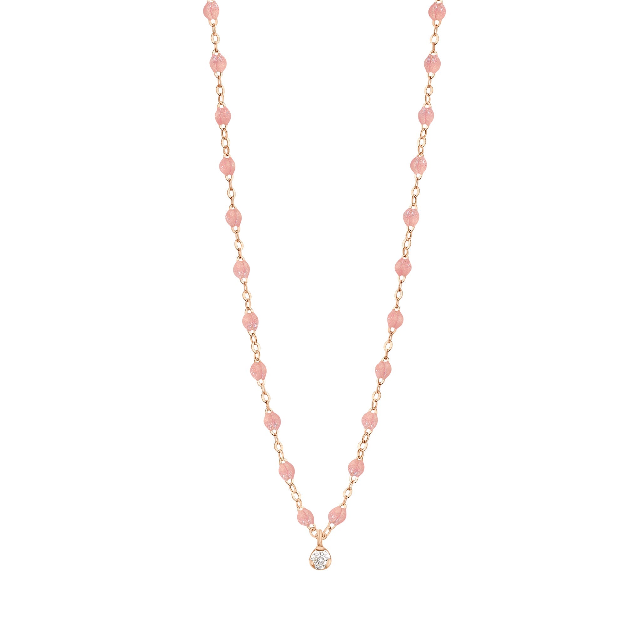 Gigi Clozeau - Collier blush Gigi Suprême, or rose, 1 diamant, 42 cm