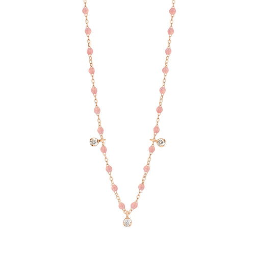 Gigi Clozeau - Collier blush Gigi Suprême, or rose, 3 diamants, 45 cm