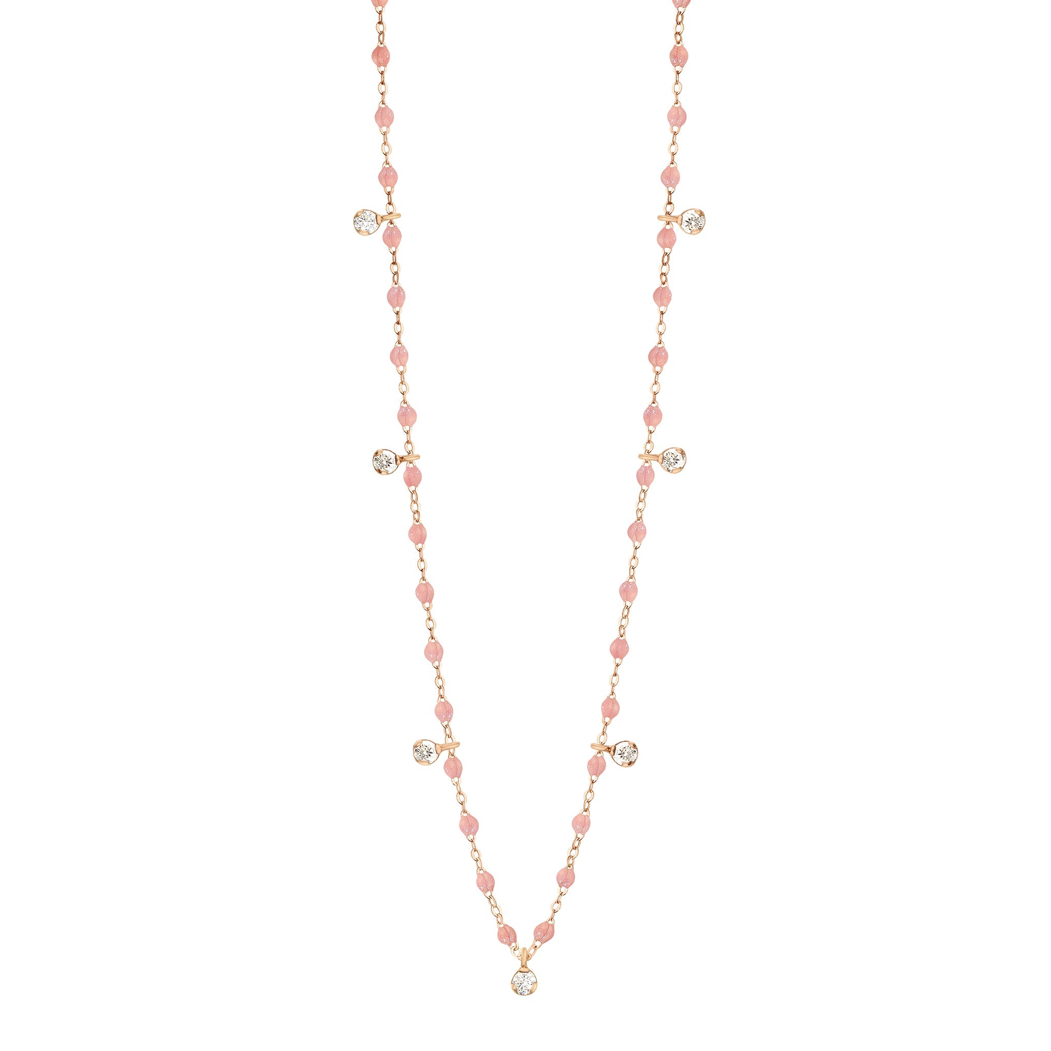 Gigi Clozeau - Collier blush Gigi Suprême, or rose, 7 diamants, 50 cm