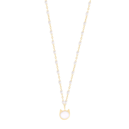 Gigi Clozeau - Collier Chat résine blanche, or jaune