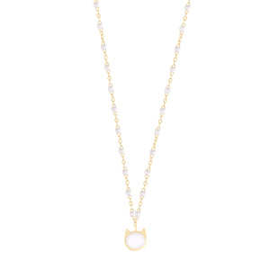 Gigi Clozeau - Collier Chat résine blanche, or jaune