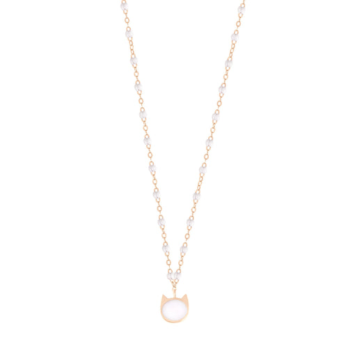 Gigi Clozeau - Collier Chat résine blanche, or rose