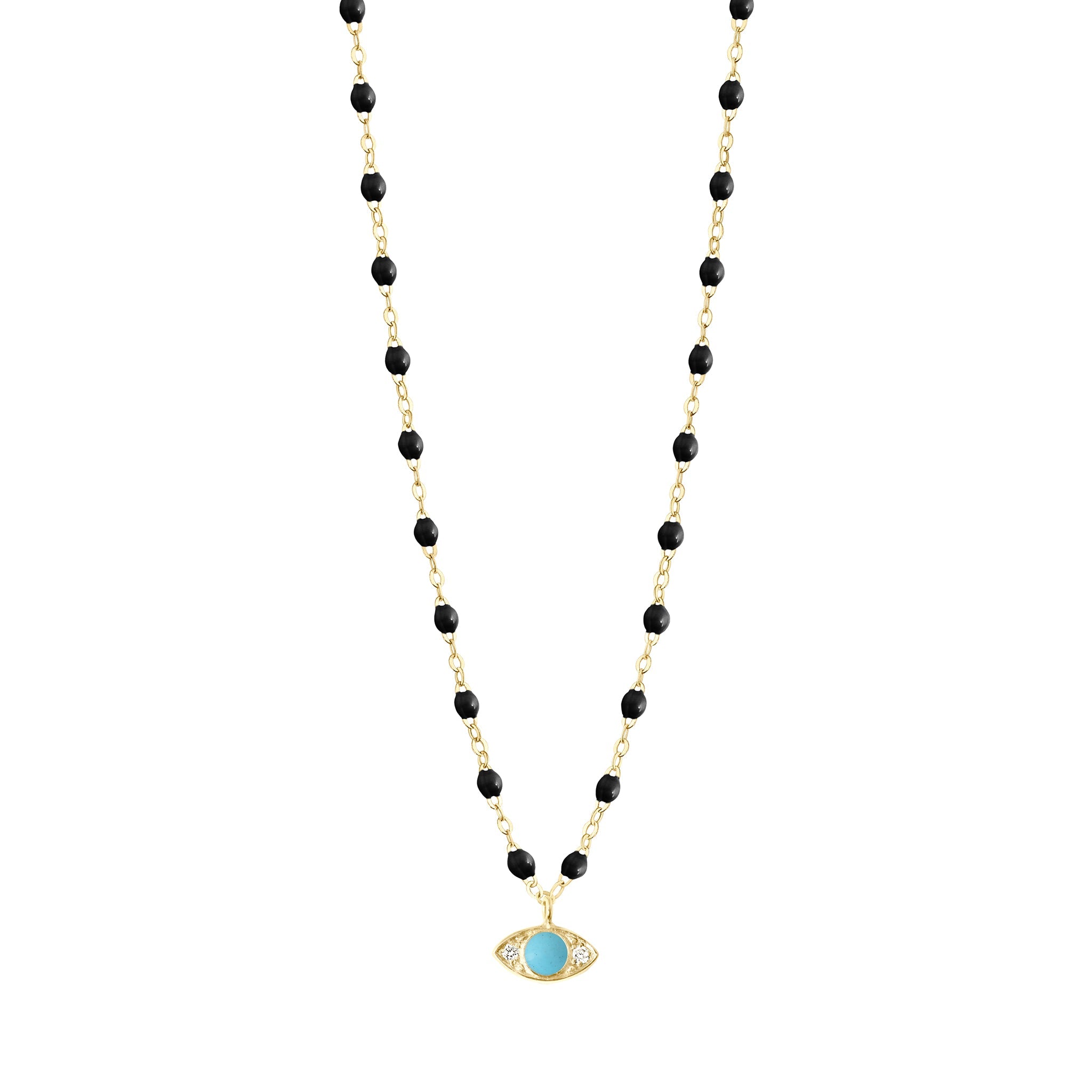 Gigi Clozeau - Collier Classique Gigi Eye noir, or jaune, diamants, 42 cm