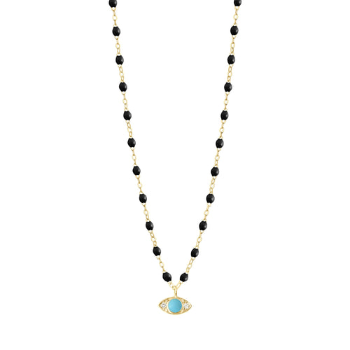 Gigi Clozeau - Collier Classique Gigi Eye noir, or jaune, diamants, 42 cm