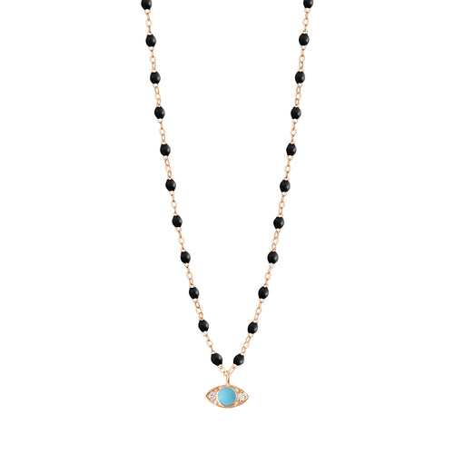 Gigi Clozeau - Collier Classique Gigi Eye noir, or rose, diamants, 42 cm