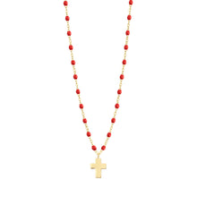 Gigi Clozeau - Collier coquelicot Croix Classique Gigi, or jaune, 42 cm