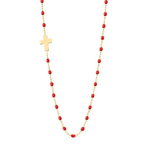 Gigi Clozeau - Collier coquelicot Croix de côté, or jaune, 42 cm