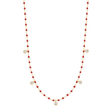 Gigi Clozeau - Collier coquelicot Mini Gigi, or jaune, 5 diamants, 55 cm