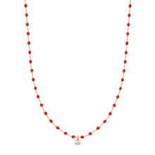 Gigi Clozeau - Collier coquelicot Mini Gigi, or rose, 1 diamant, 40 cm