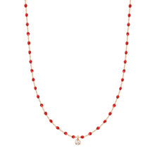 Gigi Clozeau - Collier coquelicot Mini Gigi, or rose, 1 diamant, 40 cm