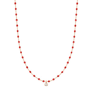 Gigi Clozeau - Collier coquelicot Mini Gigi, or rose, 1 diamant, 40 cm