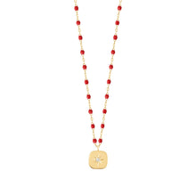 Gigi Clozeau - Collier coquelicot Miss Gigi diamant, or jaune, 42 cm