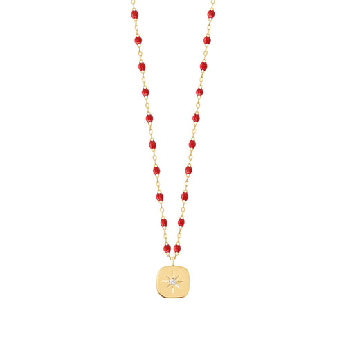 Gigi Clozeau - Collier coquelicot Miss Gigi diamant, or jaune, 42 cm