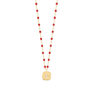 Gigi Clozeau - Collier coquelicot Miss Gigi diamant, or jaune, 42 cm