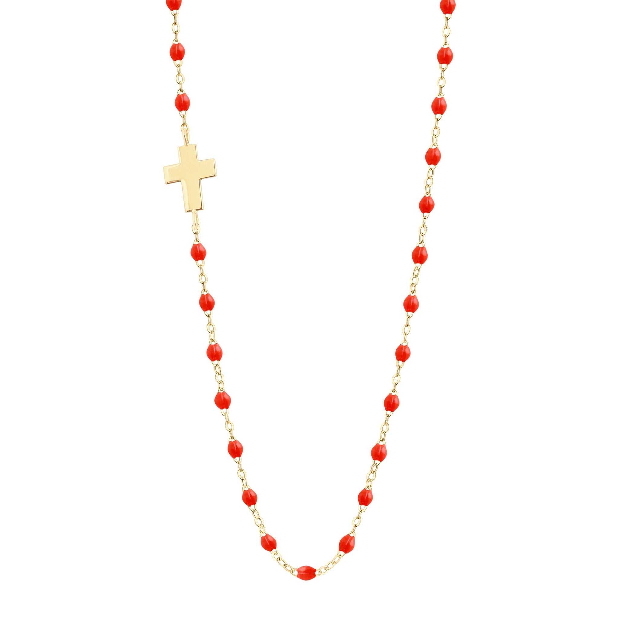 Gigi Clozeau - Collier corail Croix de côté, or jaune, 42 cm