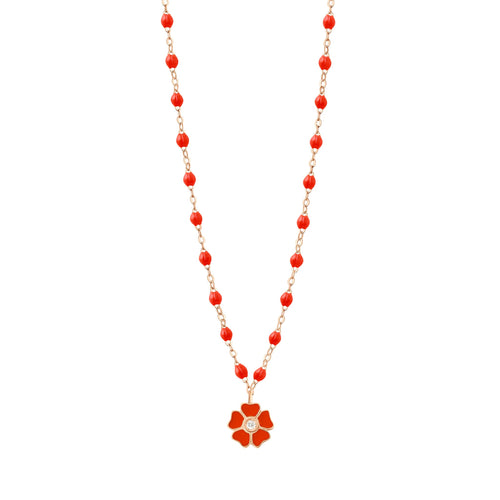 Gigi Clozeau - Collier corail Fleur, diamant, or rose, 42 cm
