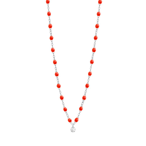Gigi Clozeau - Collier corail Gigi Suprême, or blanc, 1 diamant, 42 cm