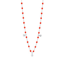 Gigi Clozeau - Collier corail Gigi Suprême, or blanc, 3 diamants, 45 cm