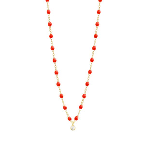 Gigi Clozeau - Collier corail Gigi Suprême, or jaune, 1 diamant, 42 cm