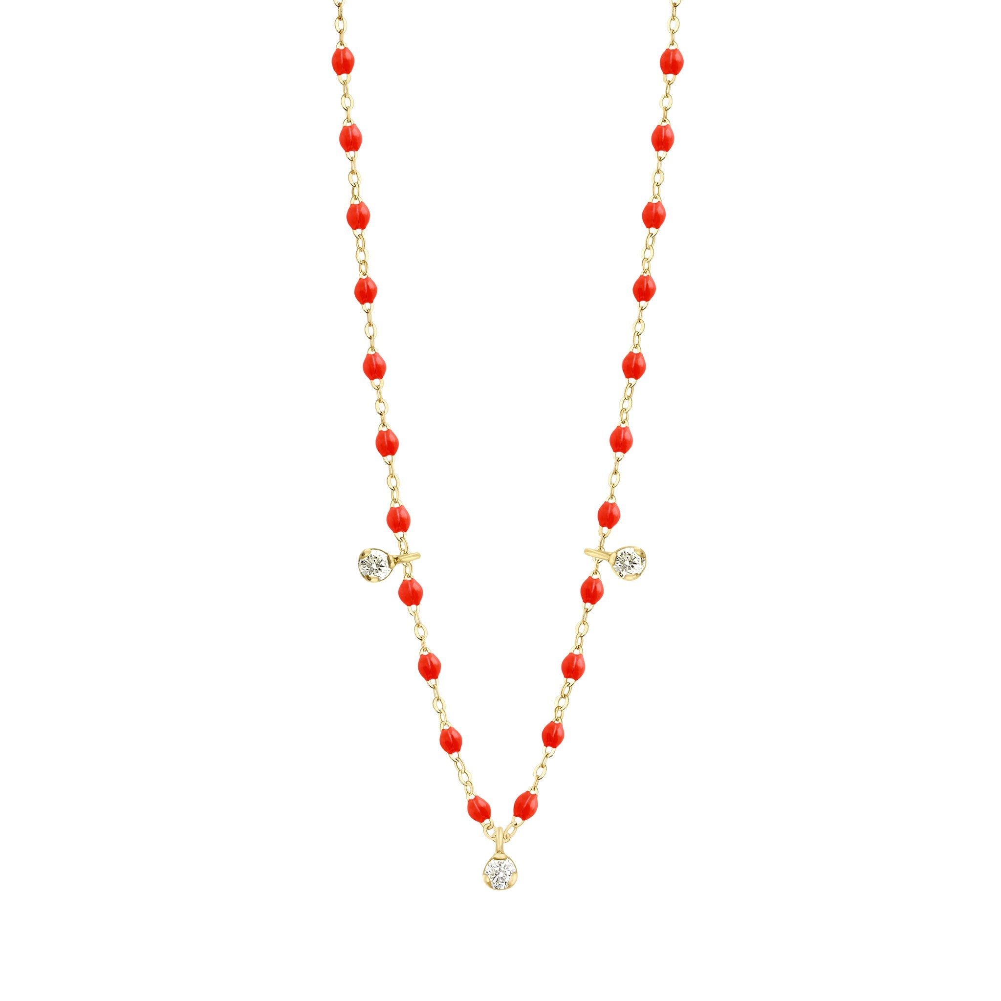 Gigi Clozeau - Collier corail Gigi Suprême, or jaune, 3 diamants, 45 cm