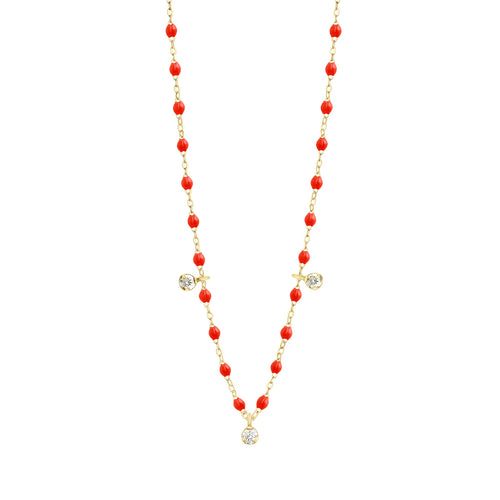 Gigi Clozeau - Collier corail Gigi Suprême, or jaune, 3 diamants, 45 cm