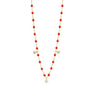 Gigi Clozeau - Collier corail Gigi Suprême, or jaune, 3 diamants, 45 cm