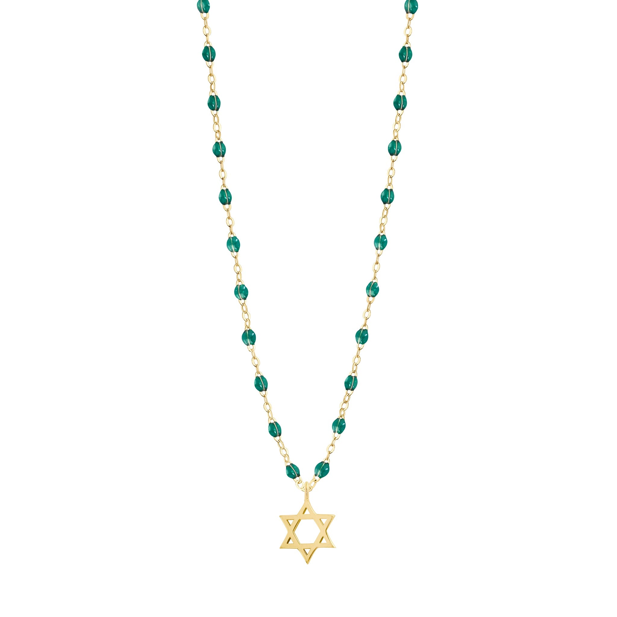 Gigi Clozeau - Collier émeraude Etoile de David, or jaune, 42 cm