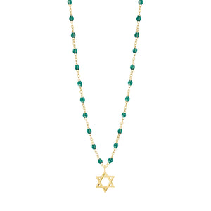 Gigi Clozeau - Collier émeraude Etoile de David, or jaune, 42 cm
