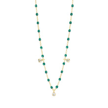 Gigi Clozeau - Collier émeraude Gigi Suprême, or jaune, 3 diamants, 45 cm