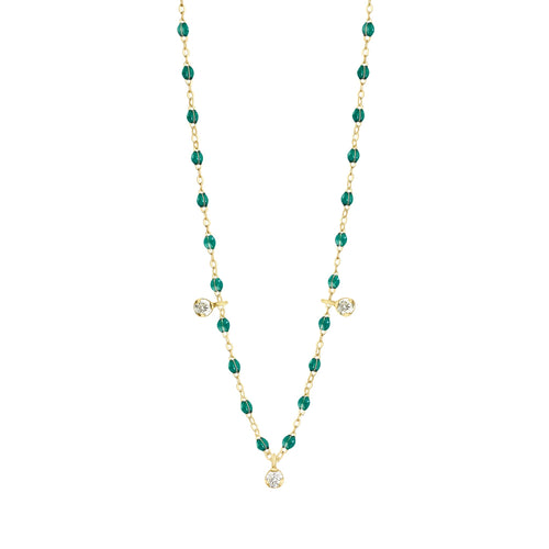 Gigi Clozeau - Collier émeraude Gigi Suprême, or jaune, 3 diamants, 45 cm