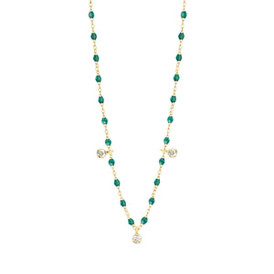 Gigi Clozeau - Collier émeraude Gigi Suprême, or jaune, 3 diamants, 45 cm