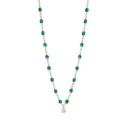 Gigi Clozeau - Collier émeraude Gigi Suprême, or rose, 1 diamant, 42 cm