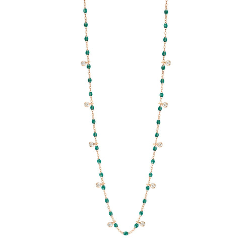 Gigi Clozeau - Collier émeraude Gigi Suprême, or rose, 10 diamants, 60 cm