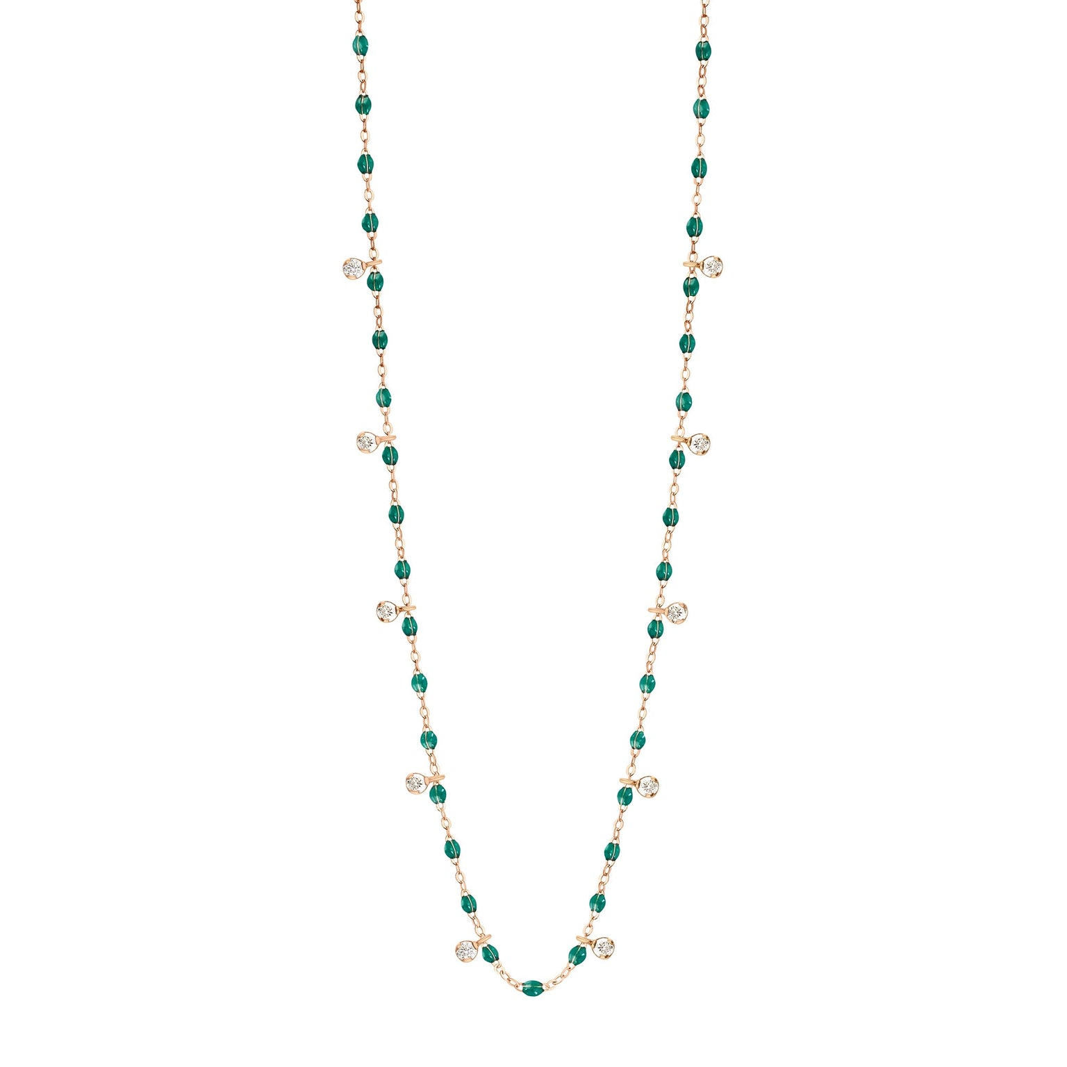 Gigi Clozeau - Collier émeraude Gigi Suprême, or rose, 10 diamants, 60 cm