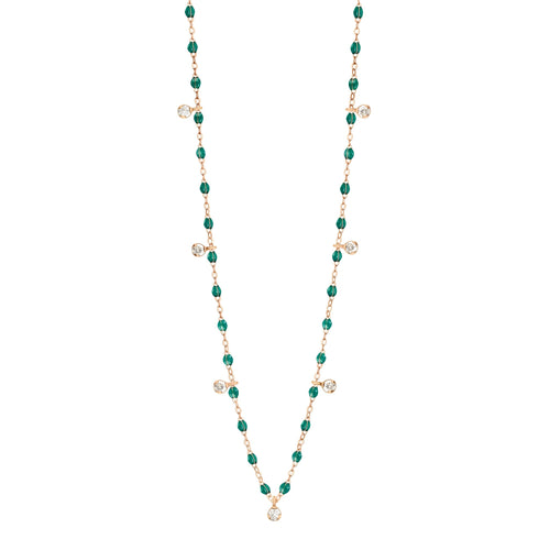 Gigi Clozeau - Collier émeraude Gigi Suprême, or rose, 7 diamants, 50 cm