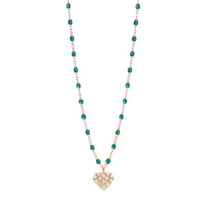 Gigi Clozeau - Collier émeraude In Love, diamants, or rose, 42 cm