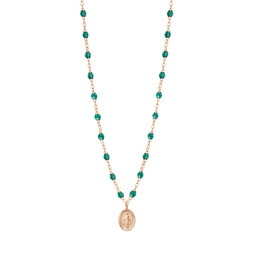 Gigi Clozeau - Collier emeraude Madone, or rose, 42 cm