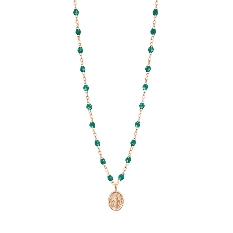 Gigi Clozeau - Collier emeraude Madone, or rose, 42 cm