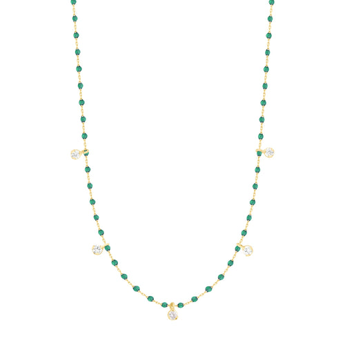 Gigi Clozeau - Collier émeraude Mini Gigi, or jaune, 5 diamants, 55 cm