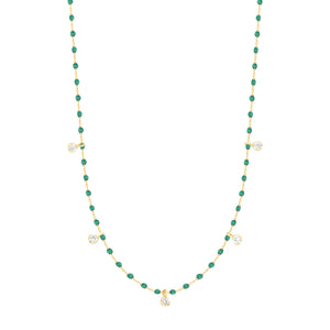 Gigi Clozeau - Collier émeraude Mini Gigi, or jaune, 5 diamants, 55 cm