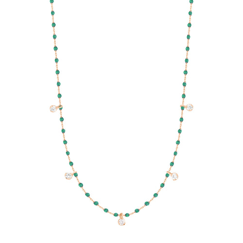 Gigi Clozeau - Collier émeraude Mini Gigi, or rose, 5 diamants, 55 cm