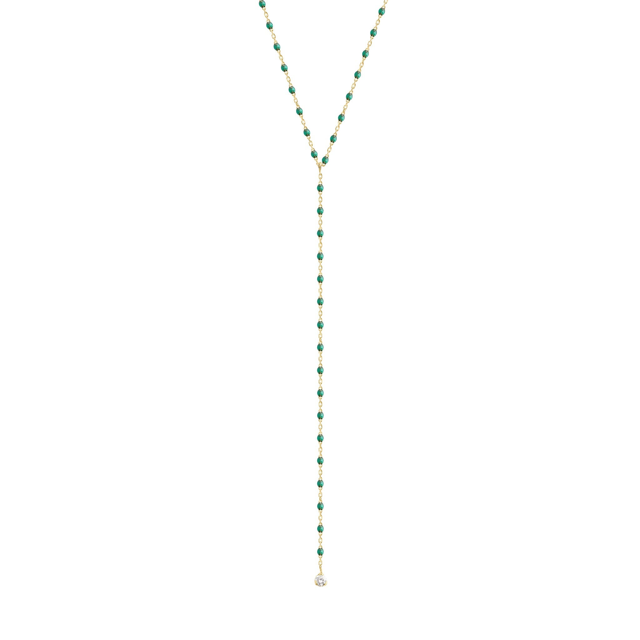 Gigi Clozeau - Collier émeraude Mini Gigi party Y, or jaune, 1 diamant, 50 cm