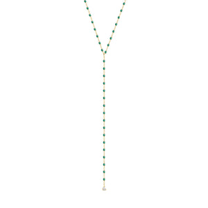 Gigi Clozeau - Collier émeraude Mini Gigi party Y, or jaune, 1 diamant, 50 cm