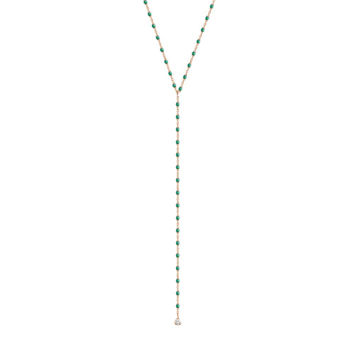 Gigi Clozeau - Collier émeraude Mini Gigi party Y, or rose, 1 diamant, 50 cm