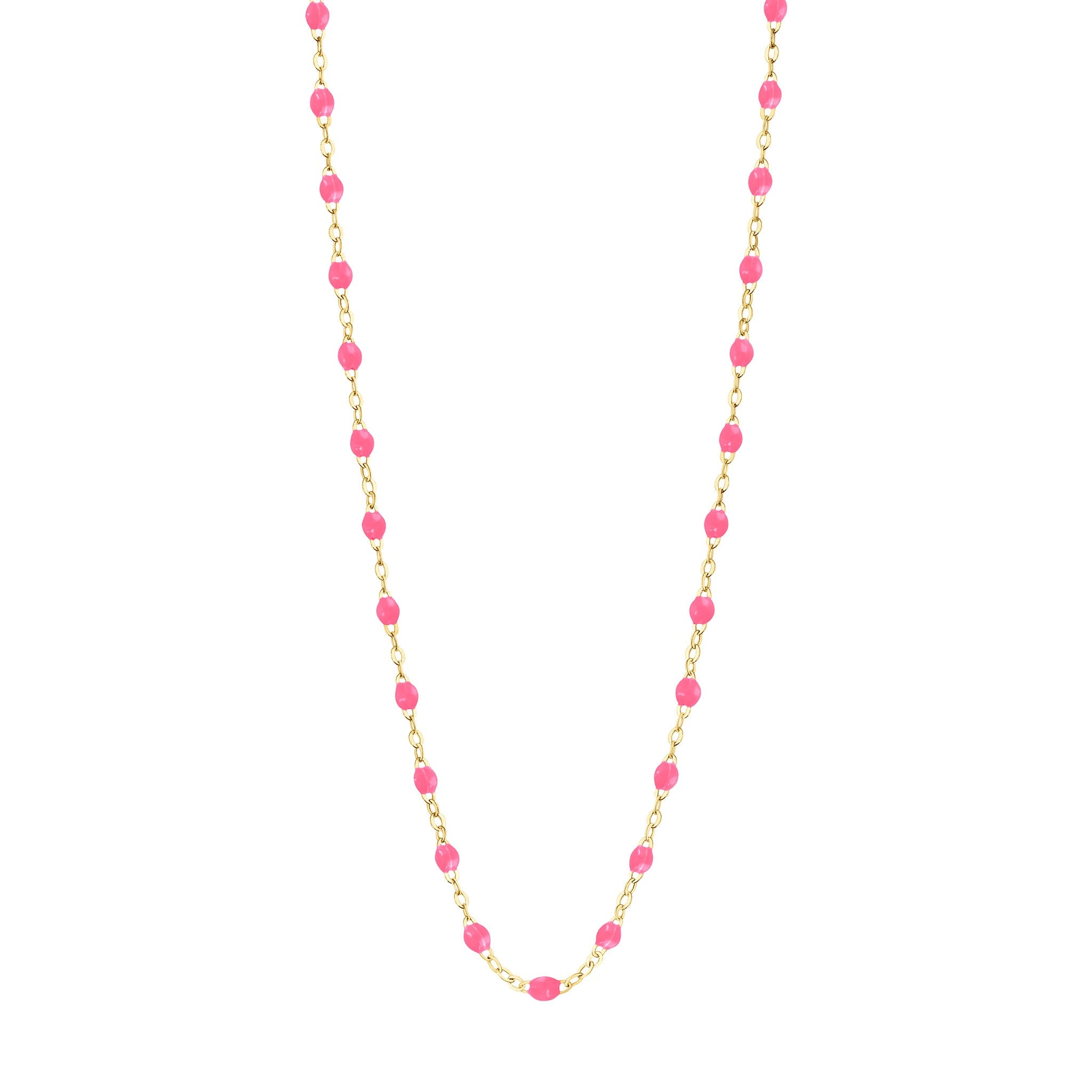 Gigi Clozeau - Collier enfant rose fluo Classique Gigi, or jaune, 33 cm