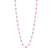 Gigi Clozeau - Collier enfant rose fluo Classique Gigi, or jaune, 33 cm