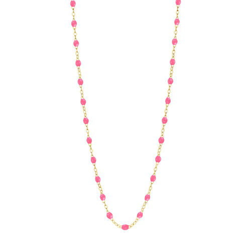 Gigi Clozeau - Collier enfant rose fluo Classique Gigi, or jaune, 33 cm