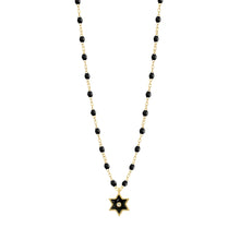 Gigi Clozeau - Collier Etoile Star résine noire, diamant, or jaune, 42 cm